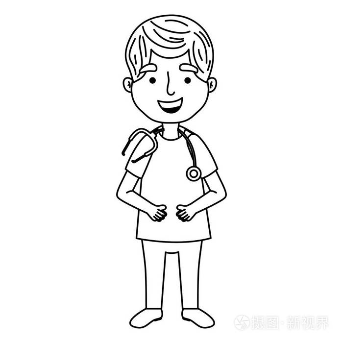 带医疗制服和发型矢量插图的男医生插画-正版商用图片17v0h5-摄图新