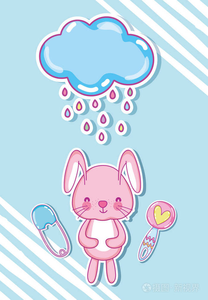 可爱的兔子卡通矢量插图图形设计