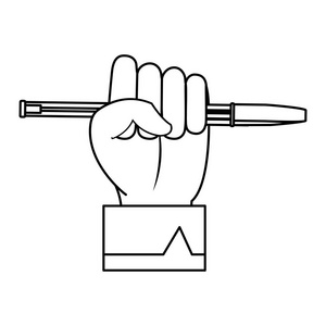 线商人手笔对象样式矢量插图