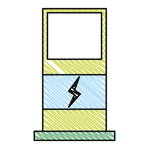 带能量符号矢量插图的涂鸦充电站技术