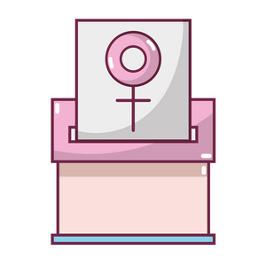 卡与妇女标志庆祝邮箱矢量插图