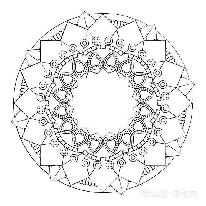 印度曼陀罗抽象装饰矢量插图插画-正版商用图片17v33m-摄图新视界