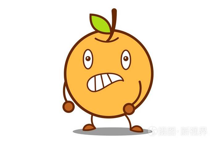 矢量卡通插图可爱的橙色淘气表情孤立在白色背景上