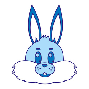 彩色可爱野生兔头动物插图可爱的卡通兔白色背景为儿童打印t恤彩色书