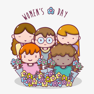 妇女庆祝节日花设计矢量插图