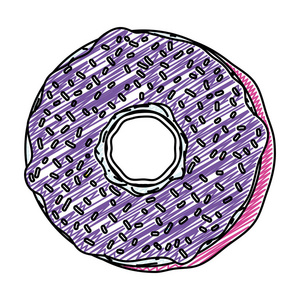 美味的甜甜圈甜面包店食品矢量插图