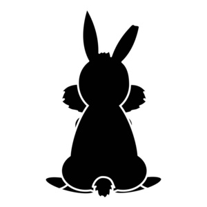 剪影野生兔子动物背部，漂亮的尾巴矢量插图。