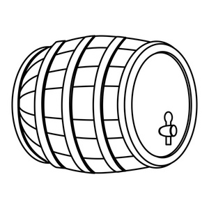 线条木桶与葡萄酒酒精的高度矢量插图