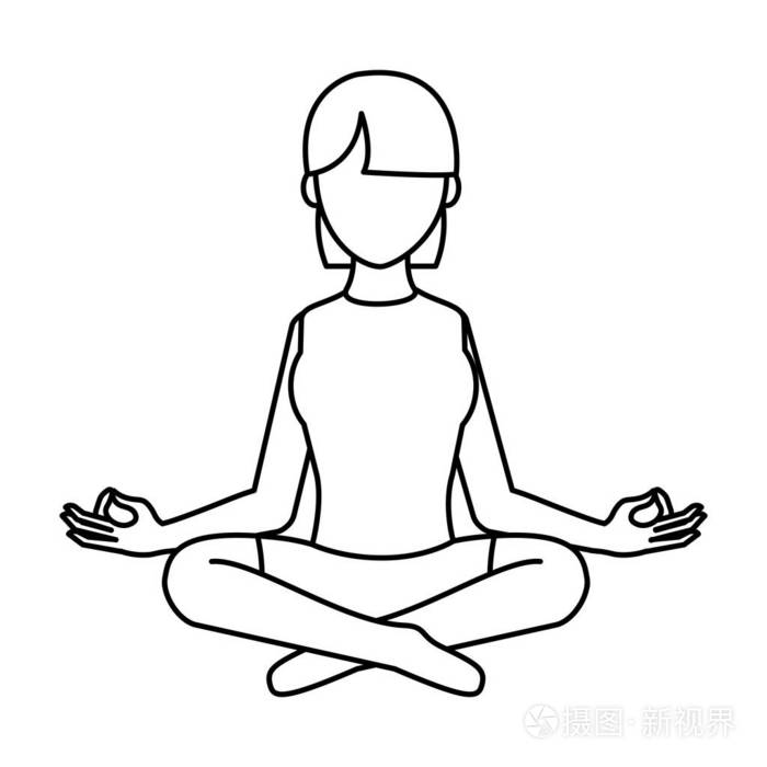 直线女性坐瑜伽放松位置矢量插图插画-正版商用图片17v6bl-摄图新视界