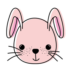 彩色可爱兔头野生动物插图
