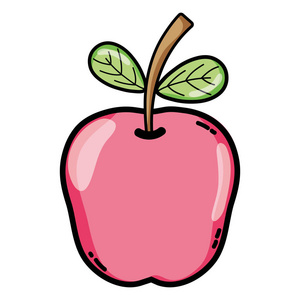 美味的苹果健康水果，维生素矢量插图。