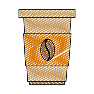涂鸦热咖啡塑料杯饮料矢量插图