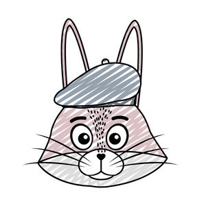 带帽子矢量插图的可爱兔头动物