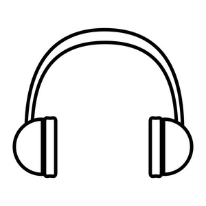 线现代耳机技术听音乐矢量插图