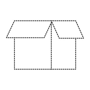 虚线打开盒子包装对象图标矢量插图