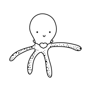 线状自然章鱼海洋动物图标插图