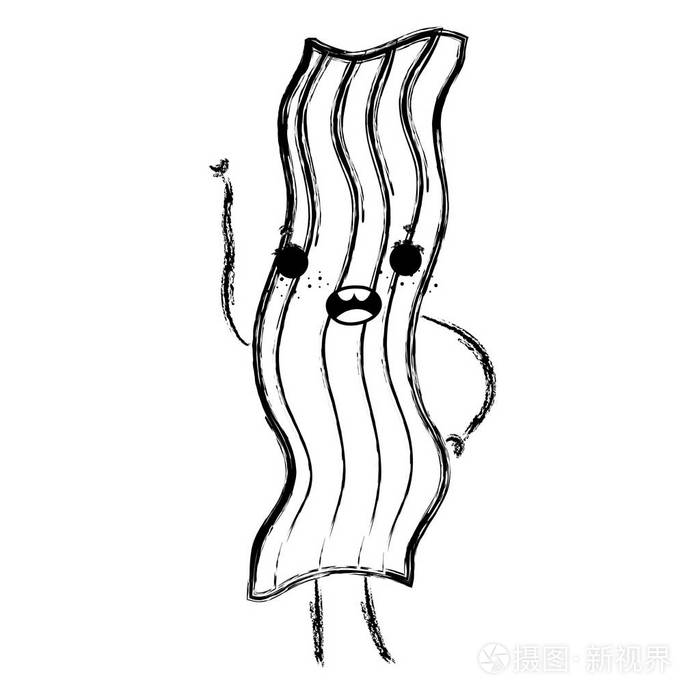 甘格·卡瓦伊快乐的培根用手臂和腿矢量插图插画-正版商用图片17vb1l