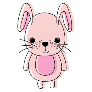 移动颜色可爱兔子动物字符插图