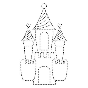 虚线形状幻想中世纪城堡与可爱的设计矢量插图照片