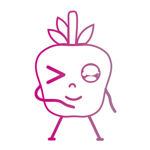 Kawaii可爱快乐苹果水果矢量插图
