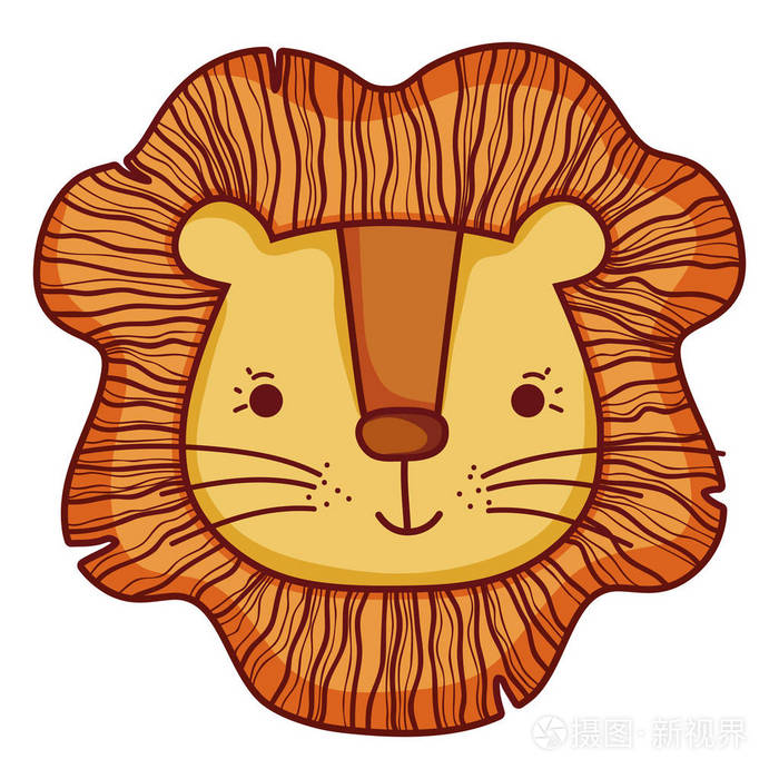 可爱狮子头野生动物插图