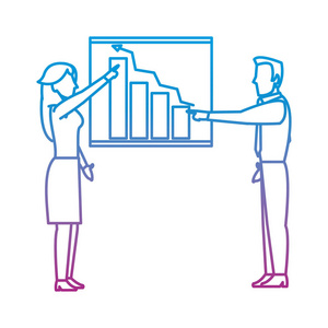 商务人员团队合作统计图策略矢量图