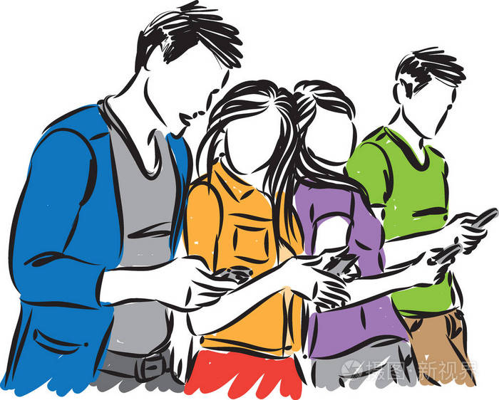 年轻人看手机矢量插图插画-正版商用图片17vd2o-摄图新视界