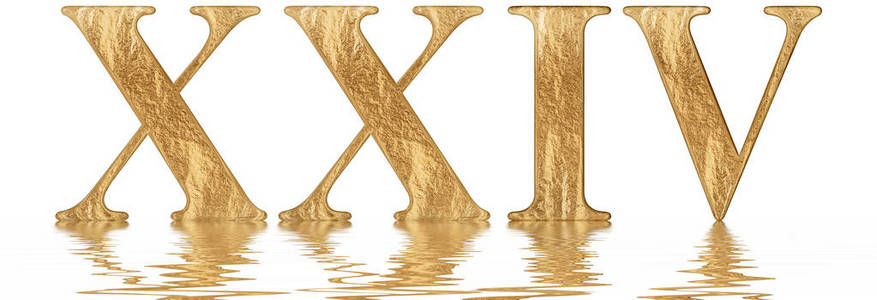 quattuor罗马数字xxiv quattuor和viginti24,24,24,24,反映在水面上