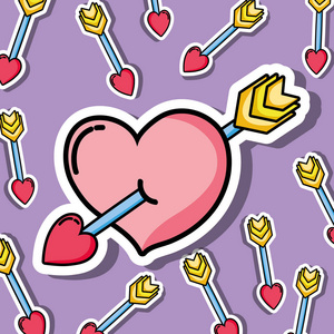 情人节象征爱情补丁图标矢量插图