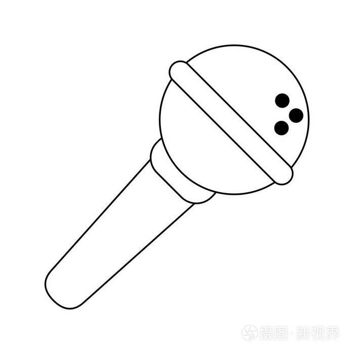 黑色和白色的音乐麦克风符号插画-正版商用图片17vdko-摄图新视界
