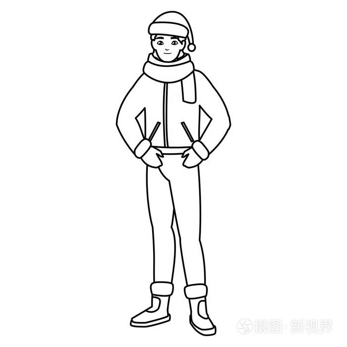 有冬衣的年轻人插画-正版商用图片17ve1q-摄图新视界