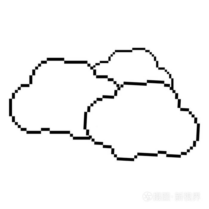 线像素可爱的云自然天气矢量图