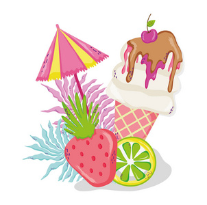 夏日甜点.一套冰淇淋口味.矢量动画片背景.
