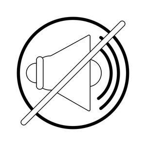 黑色和白色的音量静音圆形符号静音表情矢量图标符号图标矢量插图个人
