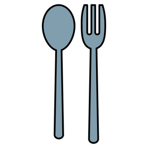 彩色勺子和叉子餐具厨具矢量图
