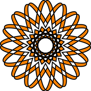 几何花曼达拉图案矢量背景抽象设计东方艺术橙黑白色