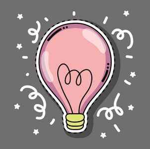 粉色灯泡与涂鸦矢量插图图形设计