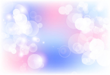 模糊的气泡，神奇的眨眼，闪烁的星星，散落着闪亮的紫色和粉红色的抽象背景矢量插图。