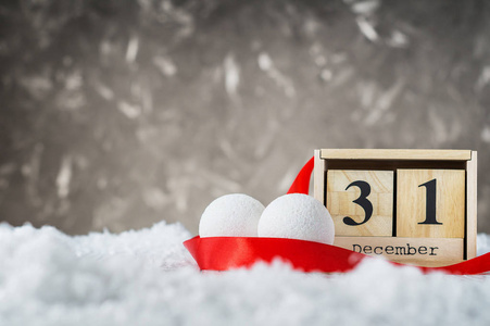 日历上的新年日期. 十二月三十一日. 铭文的空拷贝空间. 新年概念.