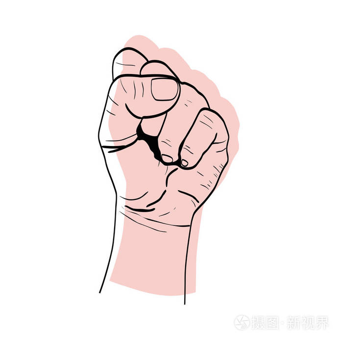 移动的颜色手反对抗议示范矢量插图