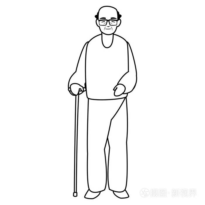 可爱的祖父与字符插画-正版商用图片17vqe2-摄图新视界