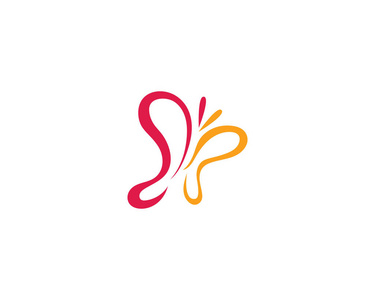 蝴蝶概念简单彩色标志矢量矢量 logo 设计.