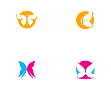 蝴蝶概念简单彩色标志矢量