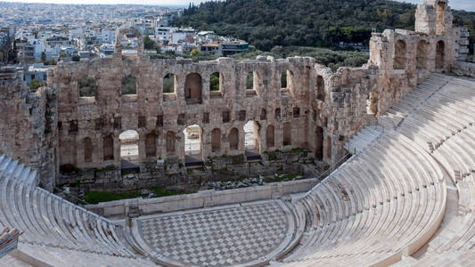 希腊雅典卫城希律德阿提丘斯颂歌全景