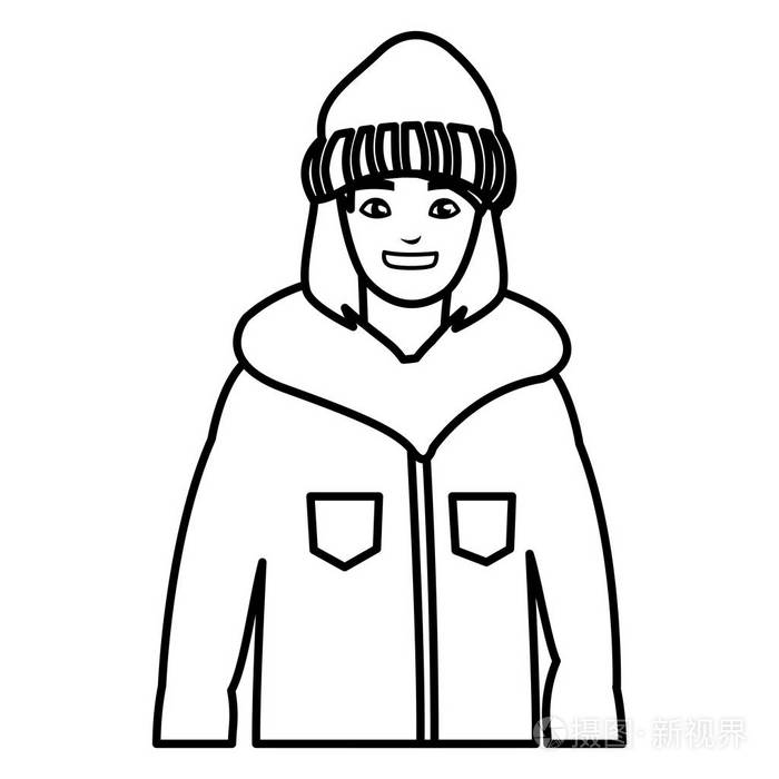 冬天的衣服的年轻女人插画-正版商用图片17vu94-摄图新视界