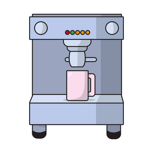 咖啡机物体，杯子矢量插图