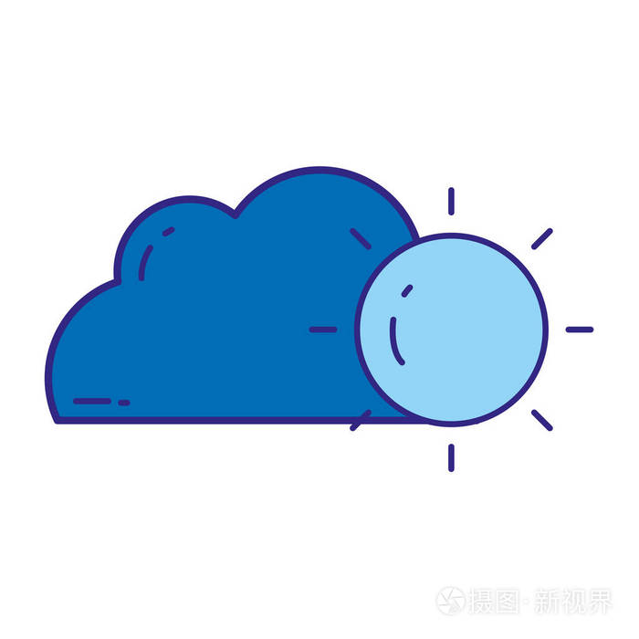 彩色自然云和太阳天气设计矢量图