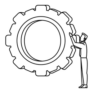 行业成功商人齿轮加工矢量图
