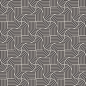 带有条纹的抽象几何图案. 矢量无缝背景. 黑白线性晶格纹理.照片