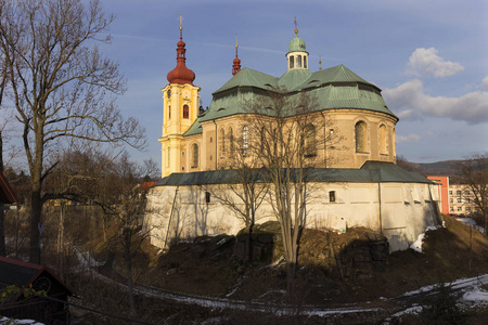 巴罗克式的巴罗克式拜访圣母玛利亚冬季朝圣之地捷克共和国